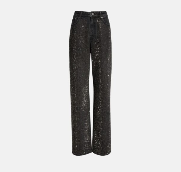 Midnight Spark – Jeans Preto com Brilhos